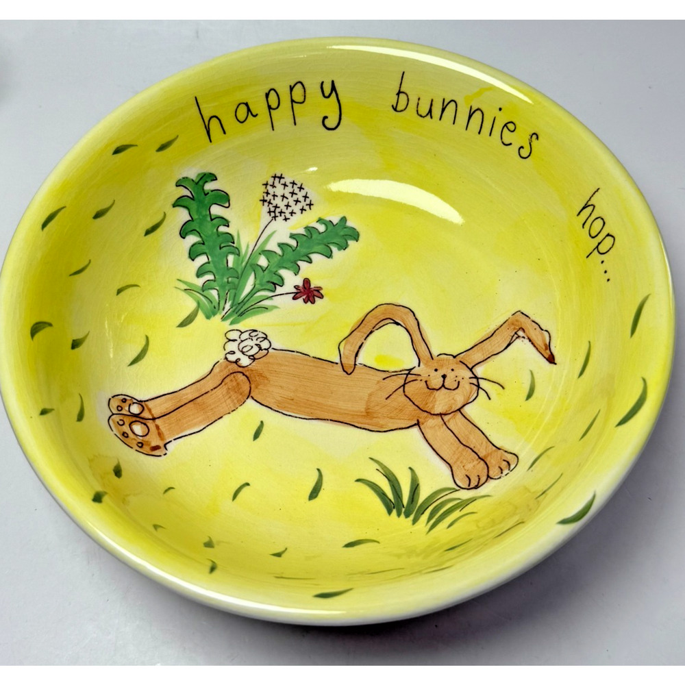 Vintage Happy Bunnies Hop Child's China Plate Mug Bowl Set Whittard of Chelsea - Picture 5 of 7